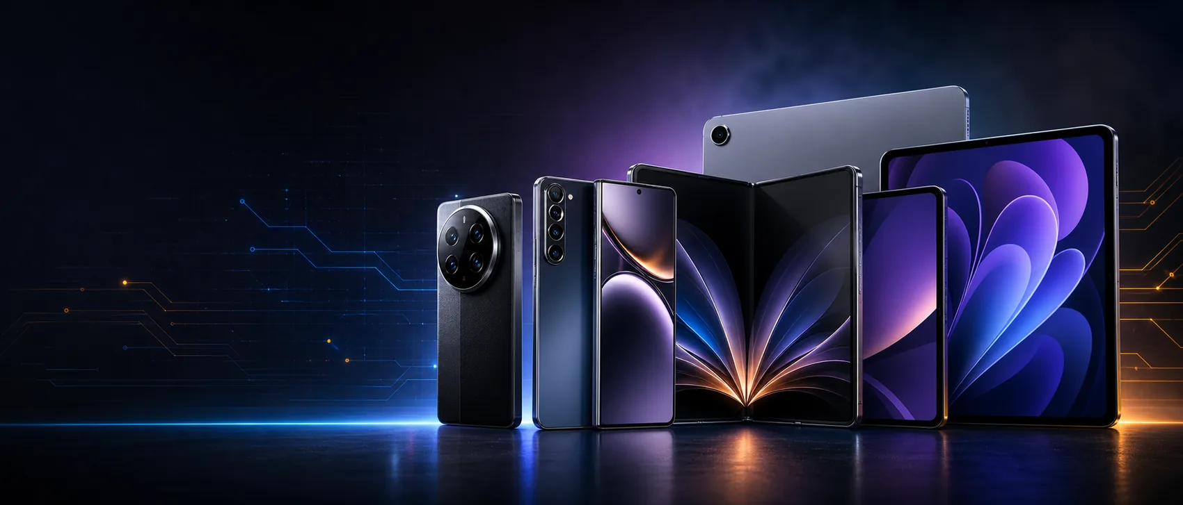 Banner escuro de celulares e tablets