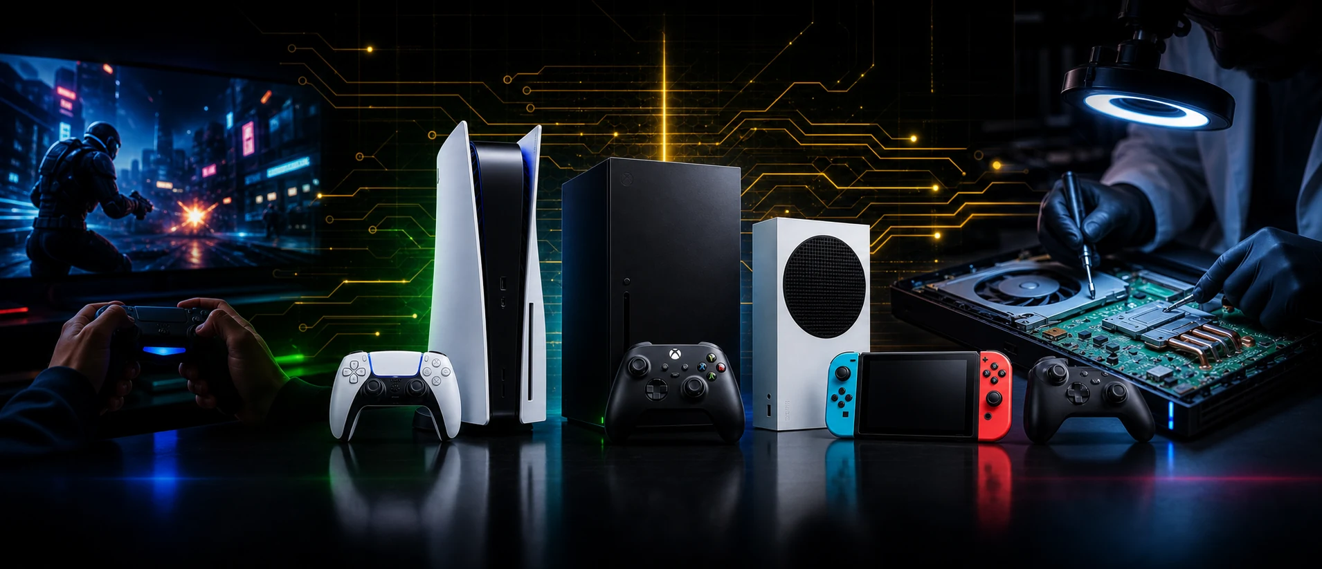 Banner de conserto de videogames